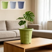 Birdeem Breathable Plastic Planter with Tray, Thickened Round Plant Pot for Root Control, Indoor Flower Pot with Drainage Holes for Houseplants, Small Plants, Home Garden Decor
