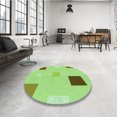 thumbnail image 4 of Ahgly Company Tapis Rond Lavable en Machine Intérieur Transitionnel Vert, 8 Pieds Rond, 4 of 7