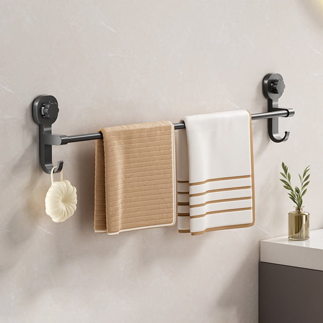 EGNMCR Tools&Home Improvement Towel Rack Suction Cup Strong Punch-free Bathroom Towel Rack Wall Hanging Bathroom Shelf Storage Pole