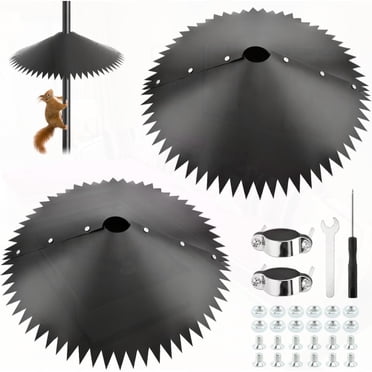 LEEYNEER 2pcs Squirrel Baffle for Bird Feeder Pole - Wrap Around Squirrel Guard  14-Inch Size  Feeder Protection  Spiked Design  Weatherresistant Material