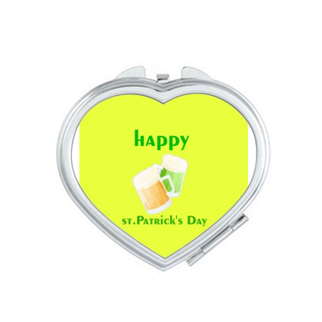 Green Beer Toast Celebrates Ireland Mirror Travel Magnification Portable Handheld Pocket Makeup