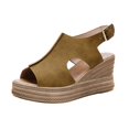 thumbnail image 3 of Kcodviy Ladies Solid Color Hollow Womens Wedge Sandals Out Leather Open Toe Womens Arch Support Sandals Buckle Wedge Heel Sandals, 3 of 7