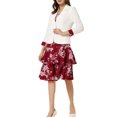 thumbnail image 4 of INSPIRE CHIC Robe et Veste pour Femme Ensembles 2 Pcs Robe Sans Manches en Mousseline à Fleurs et Veste à Panneaux Contrastants L Rouge, 4 of 6