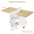 thumbnail image 4 of Drop Leaf Dining Table with 2-Tier Storage, Rolling Kitchen Table on Lockable Wheels, Space-Saving Folding Table for 4-6, 4 of 6