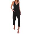 thumbnail image 2 of drppepioner Combinaison Femme Mode Été Poche Solide Décontractée Sans Manches à Bretelles, 2 of 9