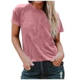 thumbnail image 1 of FAIWAD T-Shirts à Manches Courtes pour Femmes Été Col Rond Manches Courtes Grande Taille T-Shirts Décontractés Plage Vacances Basiques, 1 of 6
