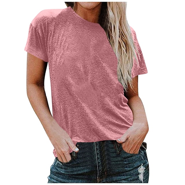 FAIWAD T-Shirts à Manches Courtes pour Femmes Été Col Rond Manches Courtes Grande Taille T-Shirts Décontractés Plage Vacances Basiques