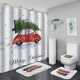 thumbnail image 1 of PATIO 4 Pieces Set 3D Digital Printing High-Density Merry Christmas Theme Pattern Shower Curtain Set Bathroom Floor Mat Base Mat Toilet Mat Home Holiday Decoration Bathroom Accessories Ch, 1 of 9