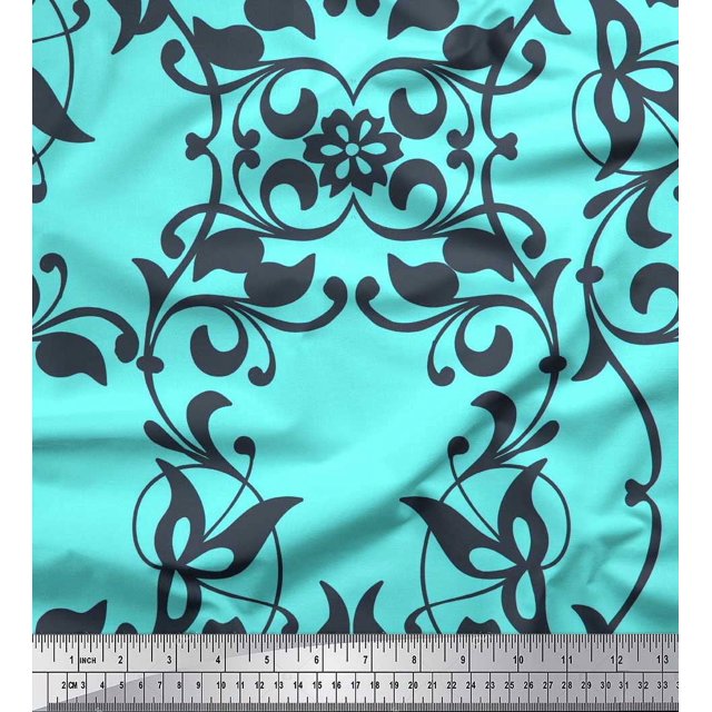 Soimoi Rayon Tissu Feuilles & Damassé Filigrane Imprime par Yard 42 Pouces de Large