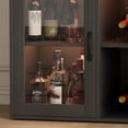thumbnail image 3 of LED Wine Cabinet, Bar Cabinets with Power Outlets, Coffee Bar Cabinet Liquor Cabinet with Wine Racks for Glasses, Vintage Buffet Cabinet for Dining Kitchen, 3 of 7