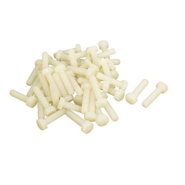 Unique Bargains M6 x 25mm Male Thread Nylon Metric Hexagon Head Cap Screw Bolt 50 Pcs