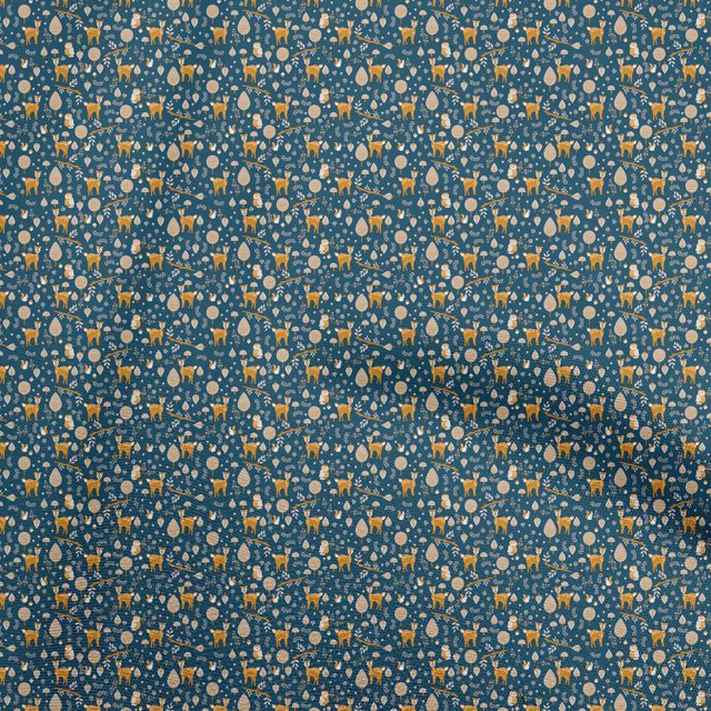 oneOone Polyester Spandex Teal Blue Fabric Animal Sewing Craft Projects Fabric Prints By Yard 56 Inch Wide