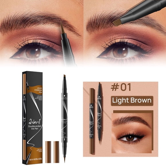 2 in 1 Microblading Eyebrow Pencil, New 3D with 4 Fork Tip & Precise Brush Microblading Eyebrow Pen for Natural Makeup All Day(Dark Brown 1pcs) ! 1ml