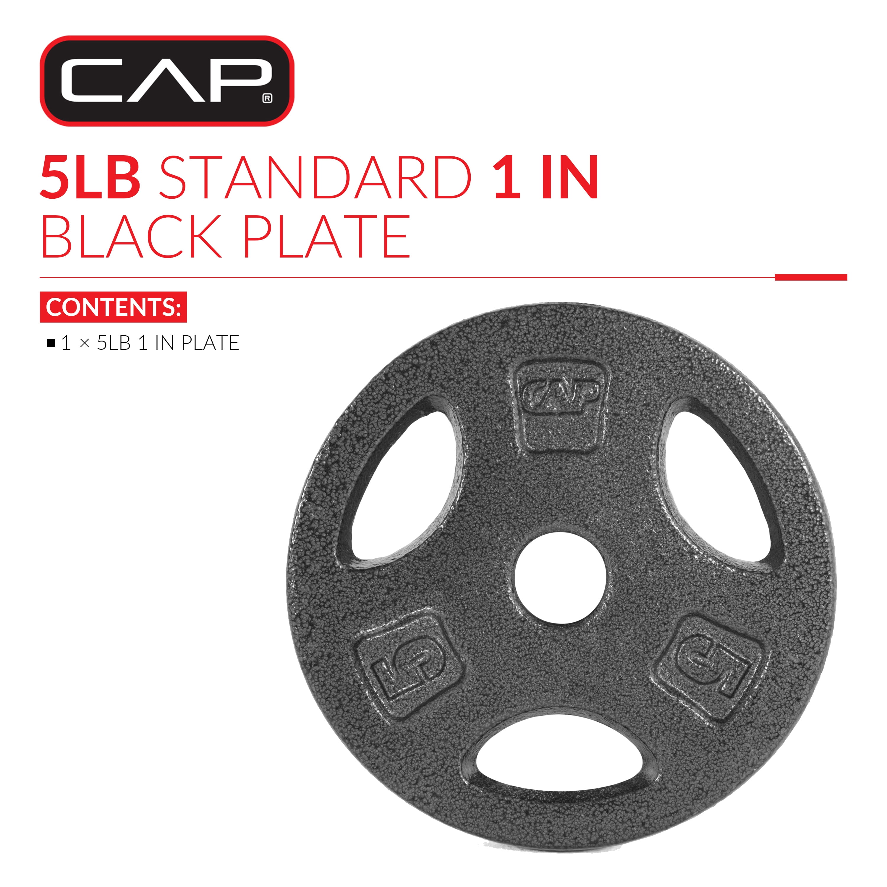 Plaque de préhension standard en fonte CAP Barbell, 1 pouce, 10 lb, simple, noire