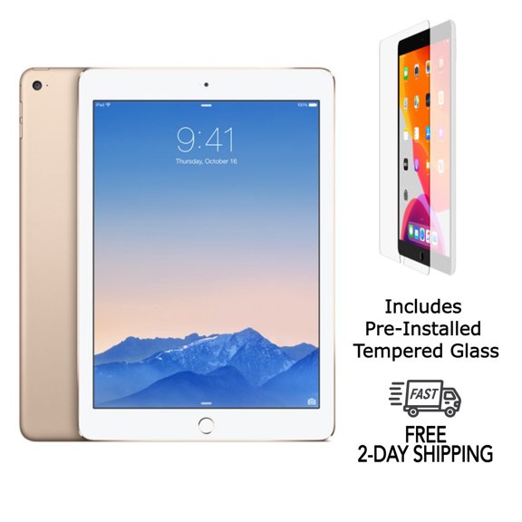 iPad Air 2 Apple Remis à Neuf avec Verre Trempé Préinstallé (Wi‐Fi) 16 Go Or (Grade B)