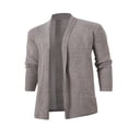 thumbnail image 2 of Men Cardigan Sweaters Solid Color Shawl Collar Long Sleeve Knitted Fall Casual Long Cardigan, 2 of 5