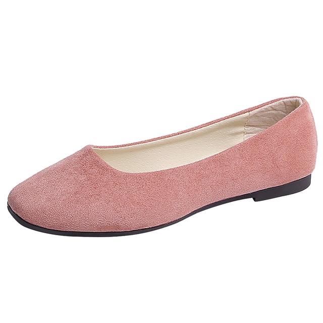 Kcodviy Women Girls Solid Big Business Casual Shoes Women Wide Size Slip on Flat Women Shoes Casual Shallow Comfort Casual Single Womens Casual Slip on Shoes Size 9 Shoes