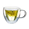 thumbnail image 1 of Heart Shaped Clear Glass Coffee Mugs, 180/240ml Double Walled Drinking Cups with Handle, 1 of 7