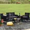 thumbnail image 1 of Costway Ensemble de Mobilier de Patio en Rotin 4 Pcs Canapé Coussiné Table Basse Cour Arrière Gris, 1 of 10