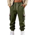 thumbnail image 2 of Ceisia Men Solid Color Loose Casual Pants Elastic Waist Drawstring Sports Gift Work Trousers, 2 of 9
