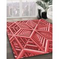 thumbnail image 3 of Ahgly Company Tapis d'Intérieur Lavables à la Machine, Carrés, Transitionnels, Rouges, 5 Pieds Carrés, 3 of 7