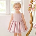 thumbnail image 2 of HXWCHs Robe à Manches Bouffantes Filles Robe de Fête Formelle Nœud Papillon Tutu Sans Manches pour Tout-Petit Concours Performance Rose 2-3 Ans, 2 of 6