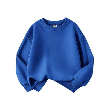Toddler Kids Baby Boys Girls Basic Crewneck Pullover Sweatshirt Children'S Solid Hoodie Coat Tops Blue 150/10 Y—11 Y