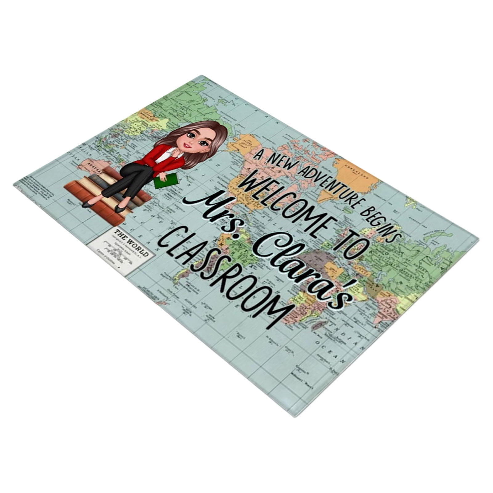 Tapis de Bienvenue pour Enseignant en Classe avec Motif de Craie de Cire Rentrée des Classes Entrée Plancher pour