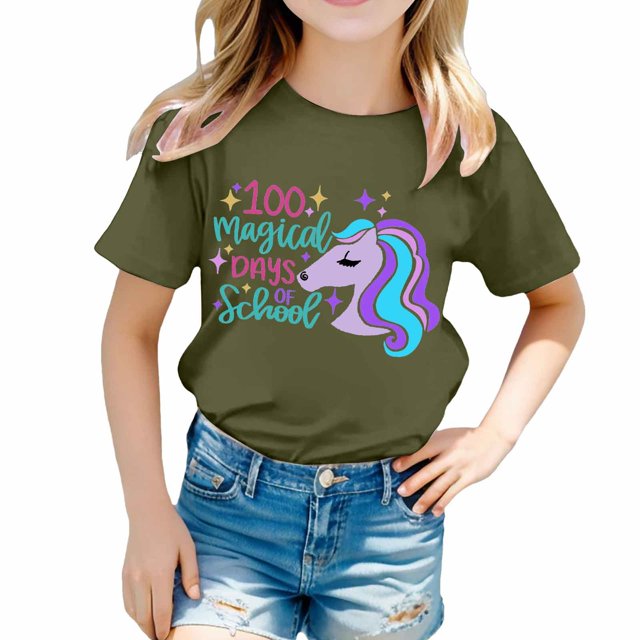 TZEWGL Chemise Mignonne pour Fille Garçon Imprimé Col Rond Manches Courtes Ample pour Bébés Taille 10-11T