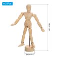 thumbnail image 2 of Unique Bargains 4.5" Wooden Mannequin Figure, Artist Drawing Manikin Model Flexible Movable 2Pack, 2 of 6