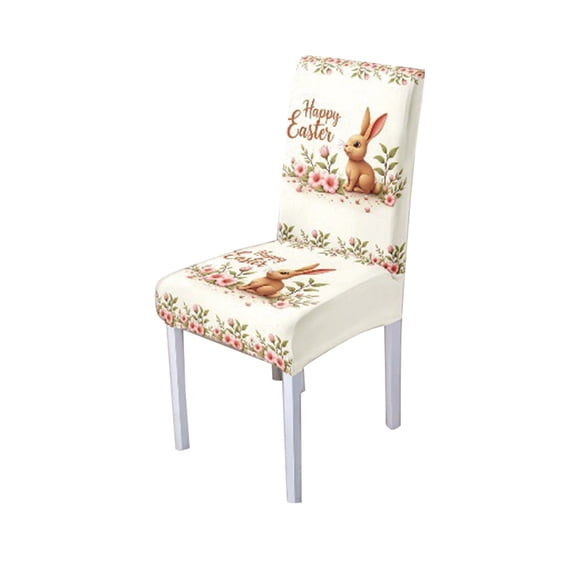 Binwennn Leather Seat Cushion Couch Easter Cartoon Decorative Bag Chair Cover Universal Stretch Chair Cover For Family Dining Table Easter Home Chair Cover Home Ornaments Cute Chair Cover(A)