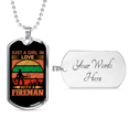 thumbnail image 4 of Girl Loves A Fireman Firefighter Stainless Steel or 18k Gold Dog Tag 24" Chain, 4 of 8
