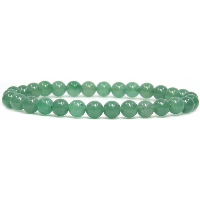 Bracelet Extensible Unisexe en Perles Rondes de 6 mm en Aventurine Verte Naturelle