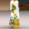 thumbnail image 1 of Robe Midi Femme Aguichant Imprimée Numérique Longue Robe Col en V avec Poches Robe à Manches Longues Robe d'Allaitement en Liquidation, 1 of 5