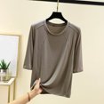 thumbnail image 2 of fatyb Chandails de Détente à Manches 3/4 pour Femmes Col Ras du Cou Amples et Confortables Blouses Chandail Décontracté de Tous les Jours T-Shirt de Pyjama, 2 of 3