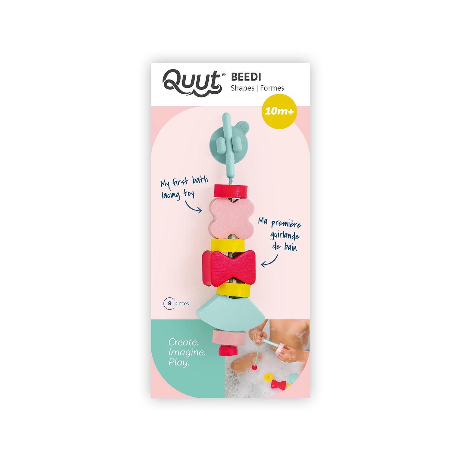 Quut - Beedi Shapes - Jouets et Jeux de Bain pour Enfants - Premières Perles à Enfiler - Mousse EVA Douce et Colorée - Parfait pour Petites Mains - Stimule les Compétences Cognitives & la Coordination