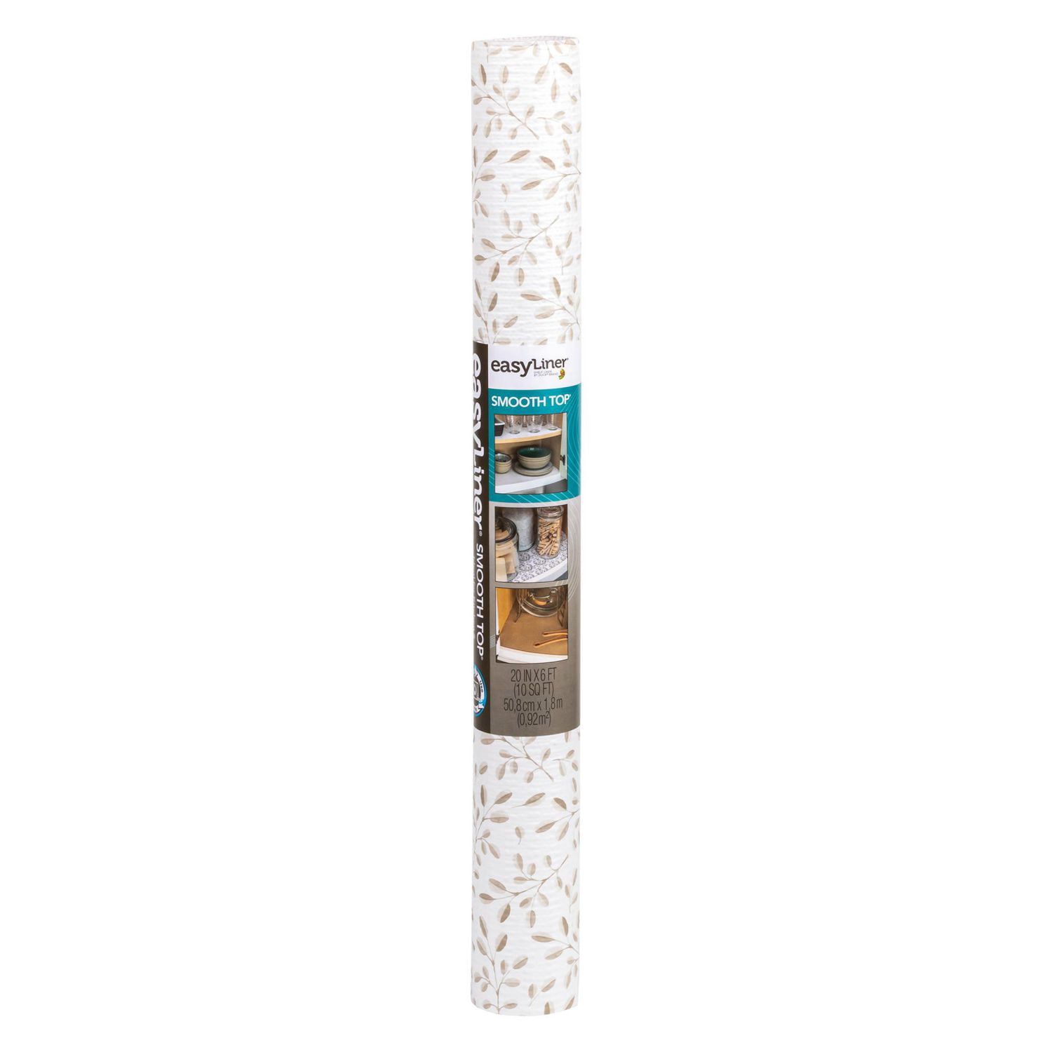 Smooth Top EasyLiner Brand Shelf Liner, Taupe Buds, 20 in. x 6 ft.