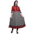 thumbnail image 1 of Bimba Robe Anarkali Grise à Imprimé Géométrique Triangle Kurti Longue pour Femmes Indienne Ligne A Décontractée Haut Tunique -XSmall, 1 of 5