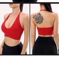 thumbnail image 5 of MIASHUI Bras for Women Halterneck Sports Bra Backless Deep V Neck Sports Bustier Padded Gym Bra Backless Adjustable Straps, 5 of 5