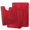 thumbnail image 2 of Set of 3 Clara Clark Bath Mat Bathroom Rug - Absorbent Memory Foam Bath Rugs - Non-Slip, Thick, Cozy Velvet Feel Microfiber Bathrug - Red - Large 20"x32" - Small 17"x24" - Contour 24"x20", 2 of 6
