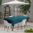thumbnail image 2 of Vargottam Indoor/Outdoor Tablecloth 58" x 102" Inch Rectangular Tablecloth with Umbrella Hole & Zipper, Waterproof Patio Table Cloths, Spring/Summer Table Covers for Backyard /BBQs - Teal Blue, 2 of 6