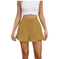 thumbnail image 5 of AherBiu Shorts for Women Trendy Elastic Waist Drawstring Ruffle Wide Leg Summer Casual Solid Color Loose Comfy Shorts, 5 of 5