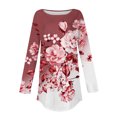 thumbnail image 4 of DPTALR Womens Round Neck Printing Fall Blouses Smocked Long Sleeve Shirts Tops, 4 of 5