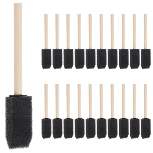 KAKOWELY painting sponge school 36 Pcs Wood Handle Sponge Brushes for Kids Graffiti Multi-Specification Painting Sponge Tools for Handheld Drawing and Crafting