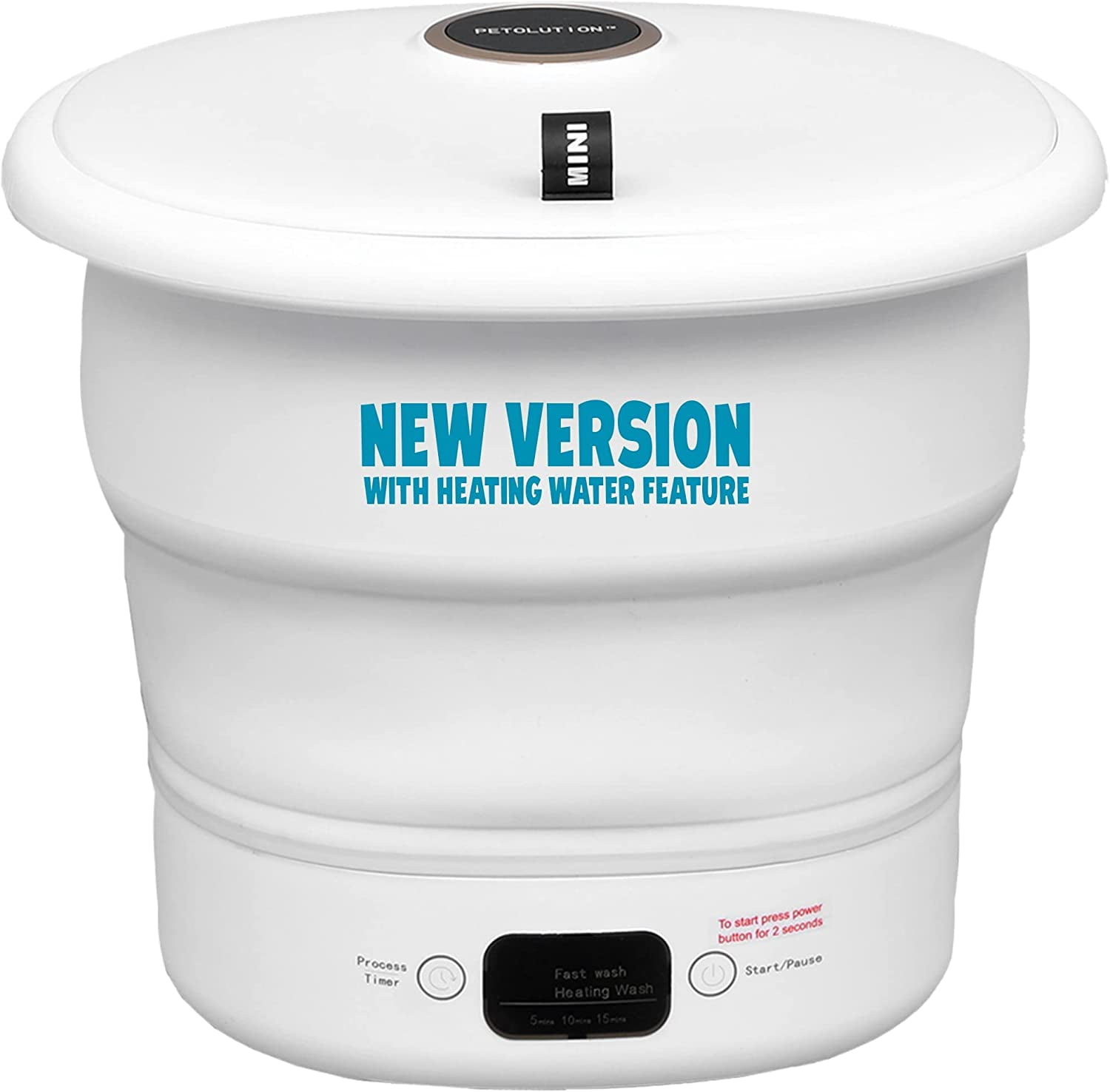 Mini Portable Washing Machine - Small Foldable Bucket Washer for Clothes- For Camping, RV, Travel, Small Spaces. (Ivory White)