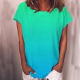 thumbnail image 2 of Pompotops Femmes Décontracté Dégradé Couleur Manches Courtes T-Shirt Tunique Chemisier Tops, 2 of 5