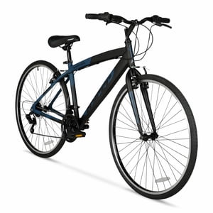 Hyper Bicycles 700c Men's SpinFit Hybrid Bike, Black and Blue, Adults