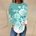 thumbnail image 1 of DPTALR Womens Round Neck Printing Fall Blouses Smocked Long Sleeve Shirts Tops, 1 of 5