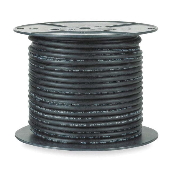 Y65096-010-BLK - CABLE 1PR 20AWG STR UNSH 300M 300V 90C PVC BLACK WIRES WHT/GRN