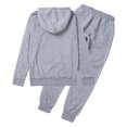 thumbnail image 2 of Kmbangi Men Sports Set, Solid Color Hoodie Zip Tops, Long Loose Pants Suit, 2 of 7